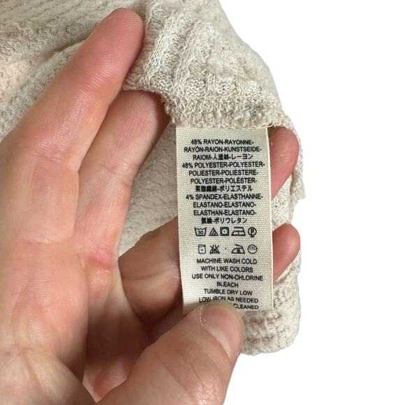 Free People Kitty Beige Cowl Neck Oversized Thermal Top XS Cream Neutral‎ - Picture 5 of 8